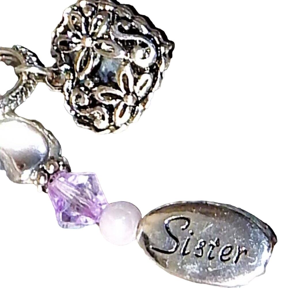 Sister Friend Forever~ Pink Lavender Beaded Bracelet W/Matching Necklace…